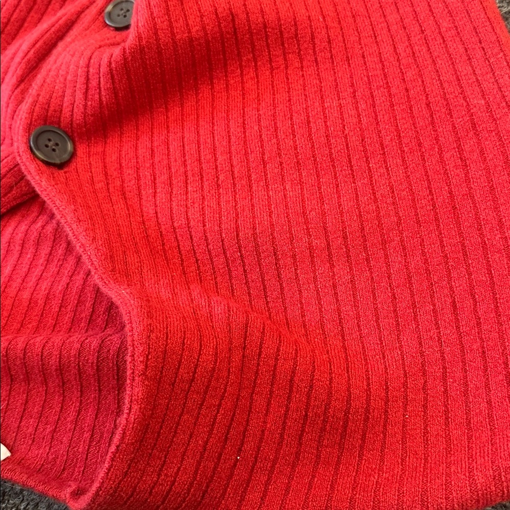Madewell Red Ribbed Boxy 3 Button Wool Alpaca Blend Long Sleeve Cardigan Size XS - Picture 2 of 10